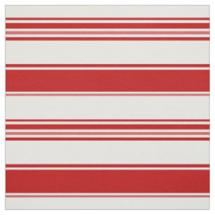 Red & White Beach Stripes (large scale) Fabric