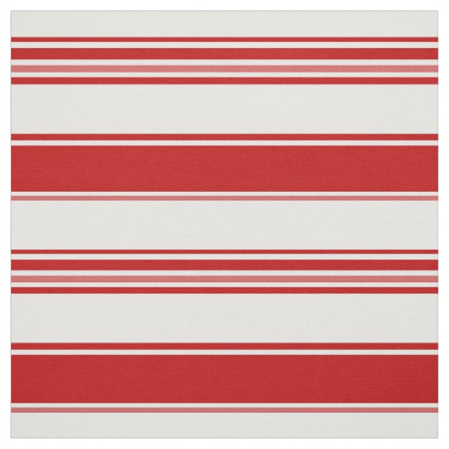 Red & White Beach Stripes (large scale) Fabric (Swatch)
