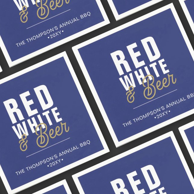 Red White & Beer 4th of July Party Paper Napkin (Creator Uploaded)