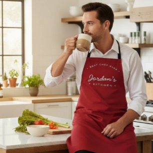 Red White Best Chef ever Custom Your Kitchen Apron