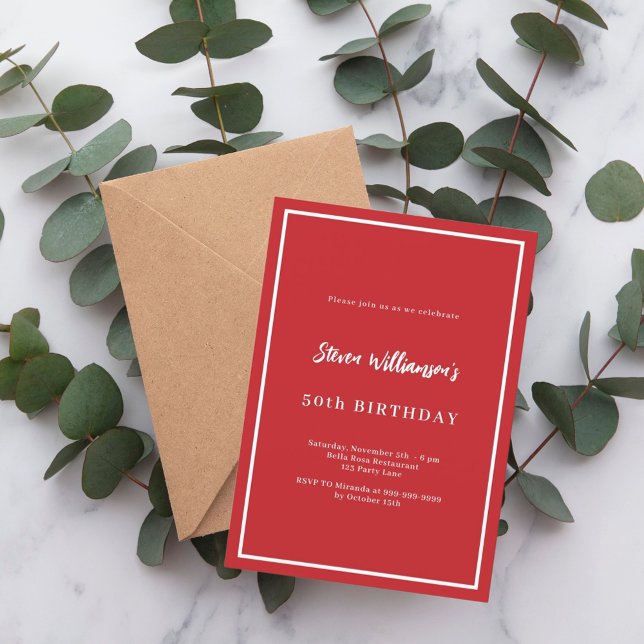Red white birthday invitation (Creator Uploaded)