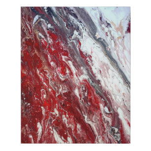 Red white black Abstract Acrylic2 Faux Canvas Print