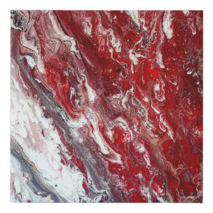 Red white black Abstract Acrylic Faux Canvas Print