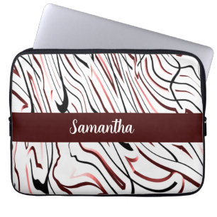 Red White black Abstract stripe design Laptop Sleeve