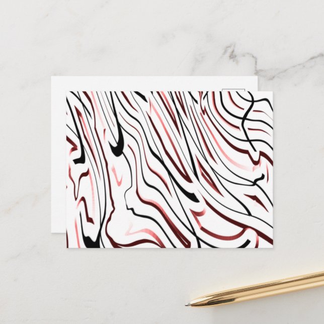 Red White black Abstract stripe design     Postcard (Front/Back In Situ)