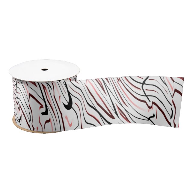 Red White black Abstract stripe design     Satin Ribbon (Spool)