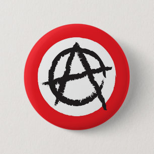 Red, White & Black Anarchy Flag Sign Symbol 6 Cm Round Badge