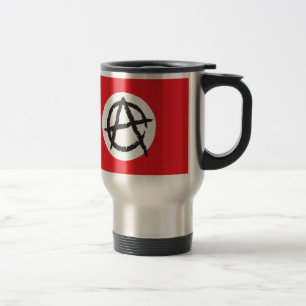 Red, White & Black Anarchy Flag Sign Symbol Travel Mug
