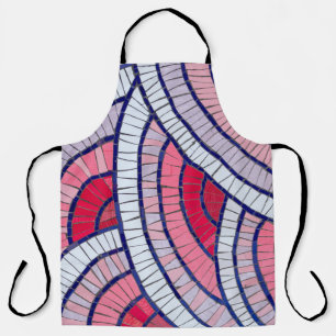 Red, white, black, and pink abstract artwork apron