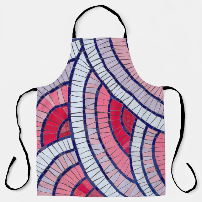 Red, white, black, and pink abstract artwork apron (Front)