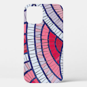 Red, white, black, and pink abstract artwork iPhone 12 case