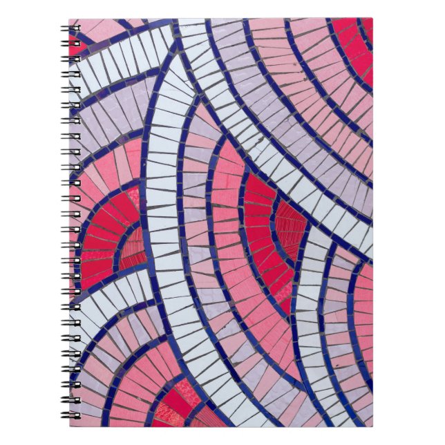 Red, white, black, and pink abstract artwork notebook (Front)