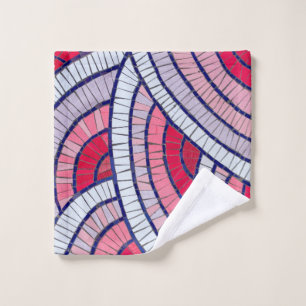 Red, white, black, and pink abstract artwork wash cloth