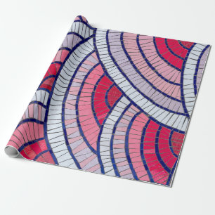 Red, white, black, and pink abstract artwork wrapping paper