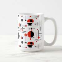 Red white black Bauhaus geometric shapes pattern