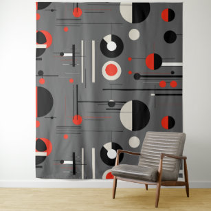 Bauhaus Poster on Canvas - Geometric Eyes on mustard background