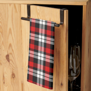 Red White Black Buffalo Check Plaid Pattern Tea Towel