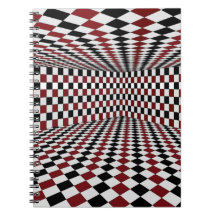 Red White Black Chequered Room Optical Illusion