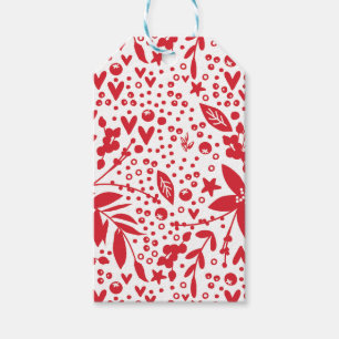 RED WHITE BLACK CHRISTMAS Floral GIFT Tags