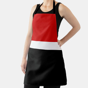 Red White Black Colour Block Style Design  Apron
