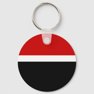 Red White Black Colour Block Style Design Key Ring