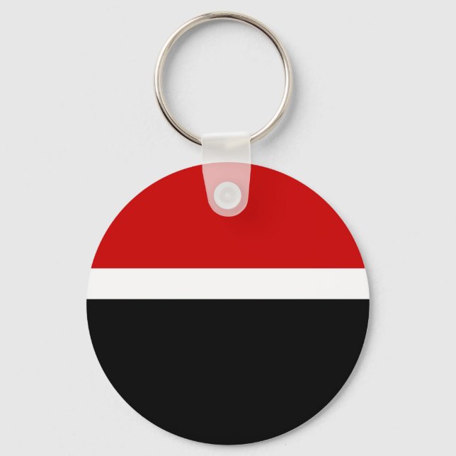 Red White Black Colour Block Style Design  Key Ring (Front)