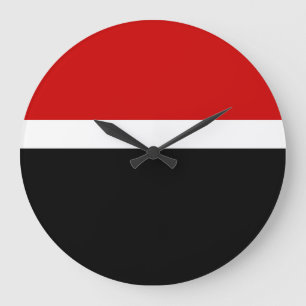 Red White Black Colour Block Style Design  Large Clock
