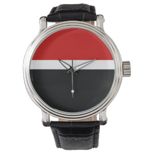 Red White Black Colour Block Style Design Watch