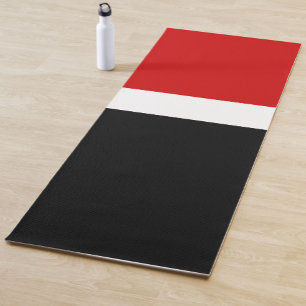 Red White Black Colour Block Style Design Yoga Mat