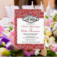 Red White Black Damask Elegant Las Vegas Wedding