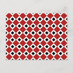 Red, White, Black Diamond Pattern Postcard