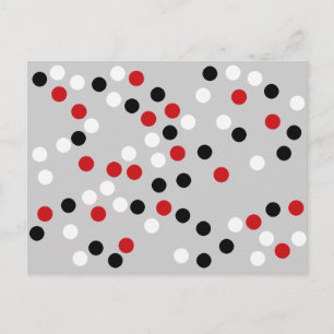 red white black dots pattern postcard