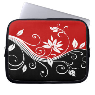 Red White & Black Floral Laptop Sleeve
