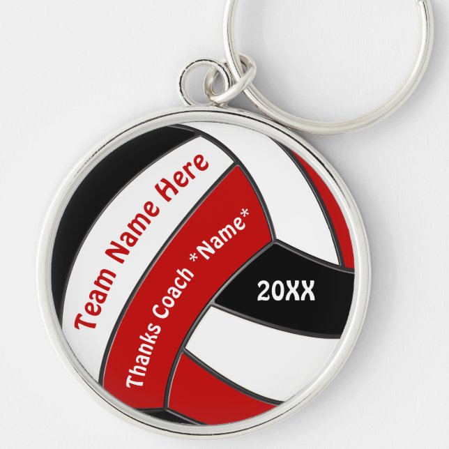 Red White Black, Good Gifts for Volleyball Coaches Key Ring (Front)