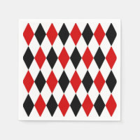 Red White Black Harlequin Diamond Pattern