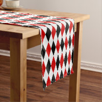 Red White Black Harlequin Diamond Pattern
