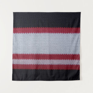 Red White Black: Knitted Woollen Fabric Pattern Tapestry