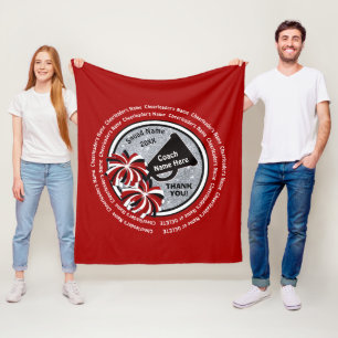 Red, White, Black Personalised Cheer Coach Gifts Fleece Blanket