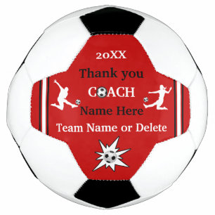 Red, White, Black Personalised Soccer Ball Gift