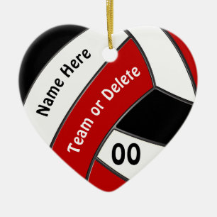 Red White Black, Personalised VOLLEYBALL Ornaments