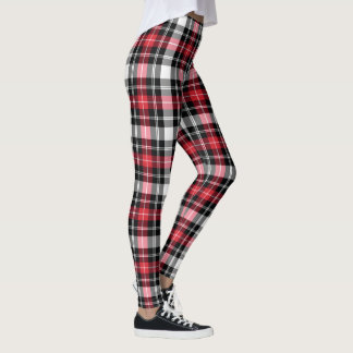 Red White Black Plaid Christmas Holiday Leggings