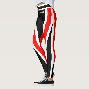 Red White Black Squad Leggings