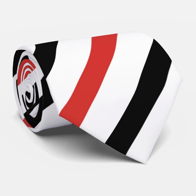 Red white black stripe pattern tie (Rolled)