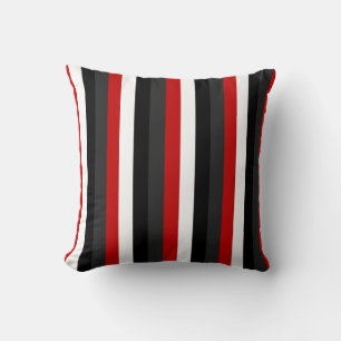 Red White Black STRIPES Throw Pillow