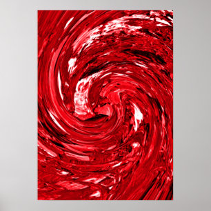 Red White Black Swirl Design Poster