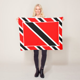 Red White Black Trinbago Flag Fleece Blanket