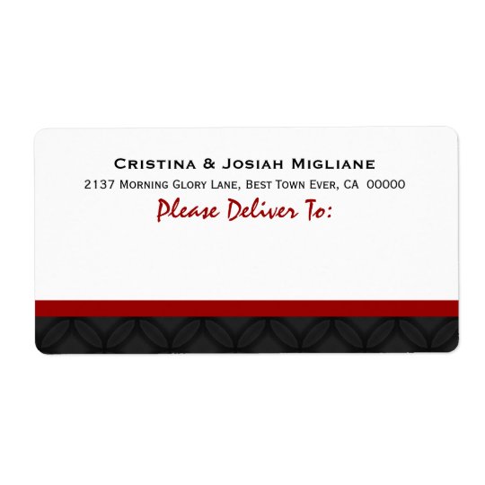 Red White Black Wedding Bride and Groom B433 Shipping Label