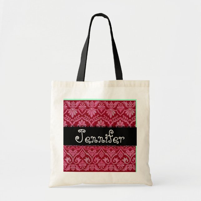 Red White Black Wedding Damask Bridesmaid Bag (Front)