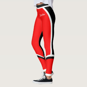 Red White Black (your name) Leggings