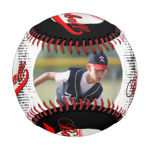 Red   White   BlackRetro Baseball with Photo